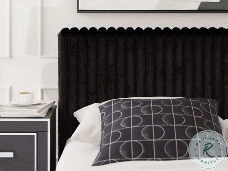 Ravalori Black Queen Upholstered Bed