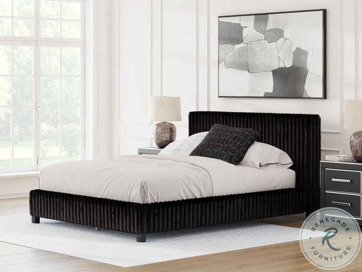 Ravalori Black Queen Upholstered Bed