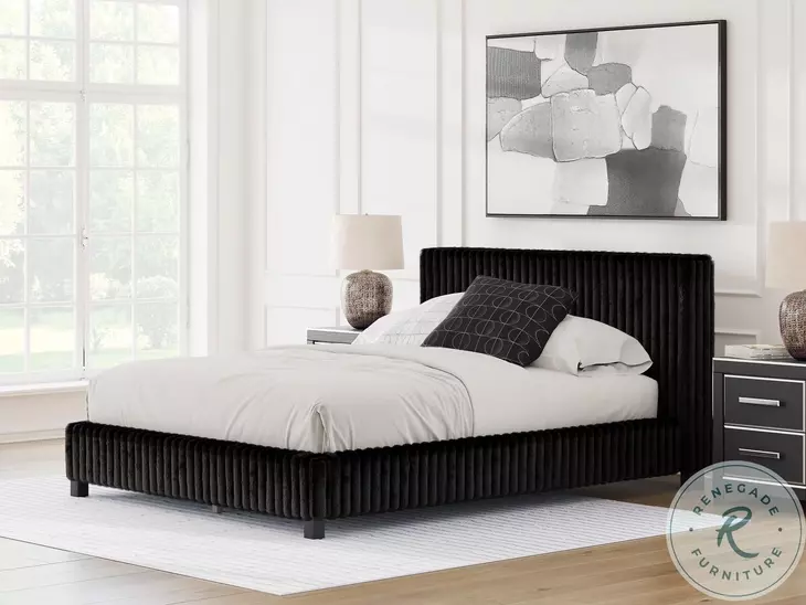 Ravalori Black Queen Upholstered Bed