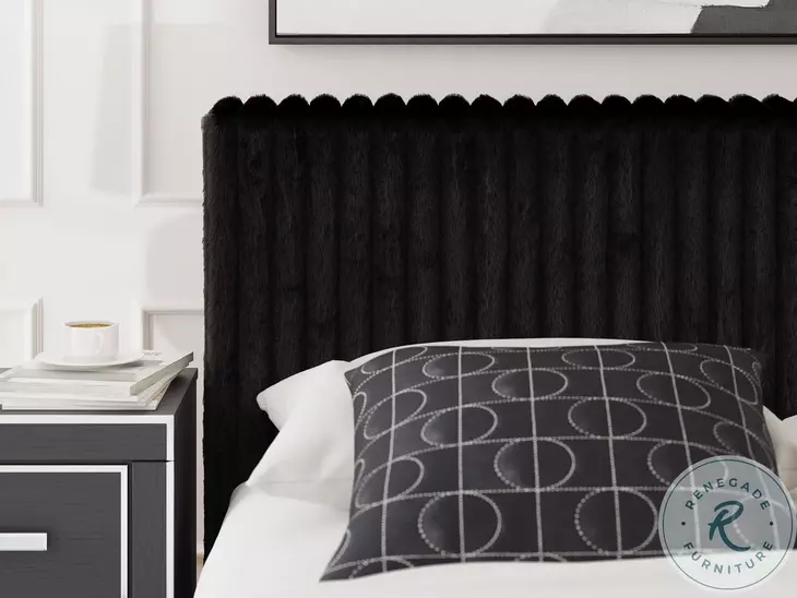 Ravalori Black King Upholstered Bed