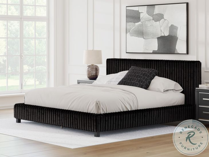 Ravalori Black King Upholstered Bed