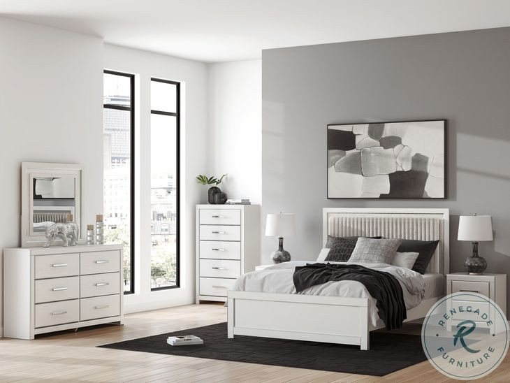Ravalori White Panel Upholstered Bedroom Set
