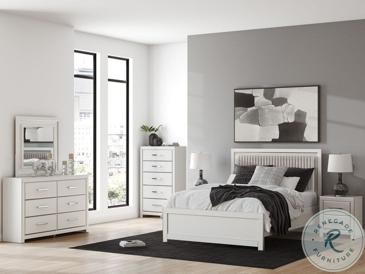Ravalori White Upholstered Panel Bedroom Set