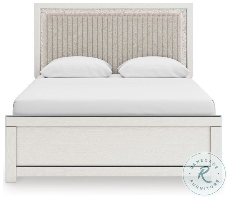 Ravalori White Queen Upholstered Panel Bed