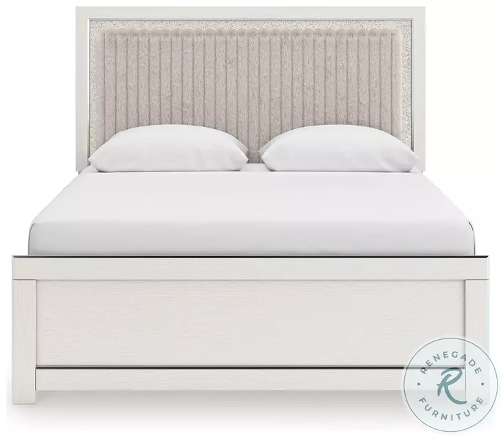 Ravalori White King Upholstered Panel Bed