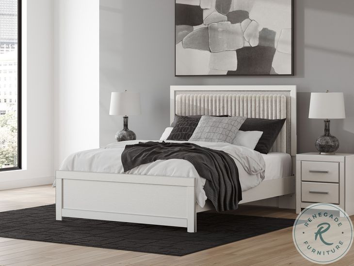 Ravalori White Queen Upholstered Panel Bed