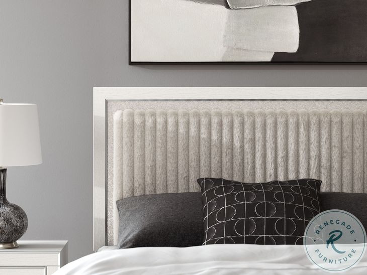 Ravalori White Upholstered Queen Panel Bed