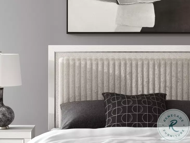 Ravalori White Upholstered Queen Panel Bed