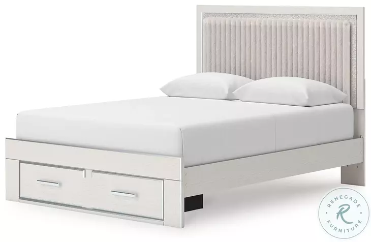 Ravalori White Upholstered Panel Storage Bedroom Set