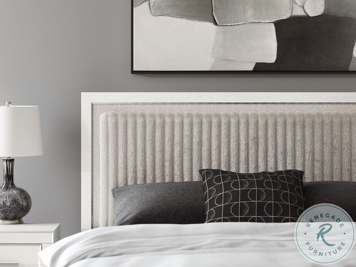 Ravalori White King Upholstered Panel Storage Bed