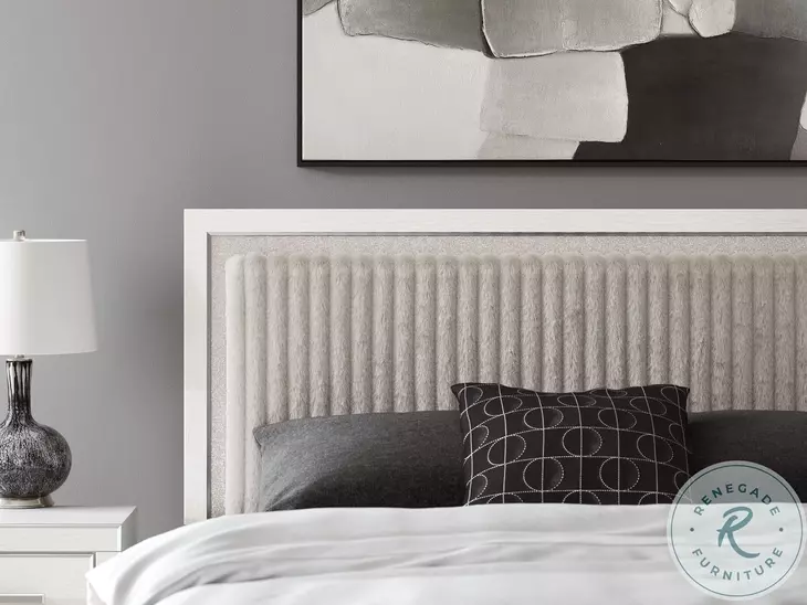 Ravalori White King Upholstered Panel Storage Bed