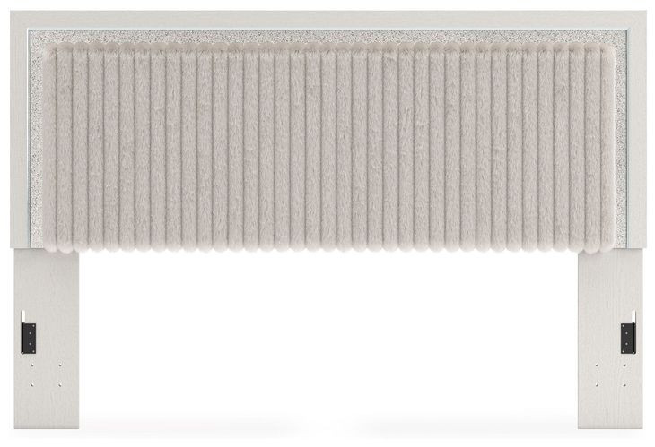 Ravalori Matte White and Gray King Upholstered Panel Headboard