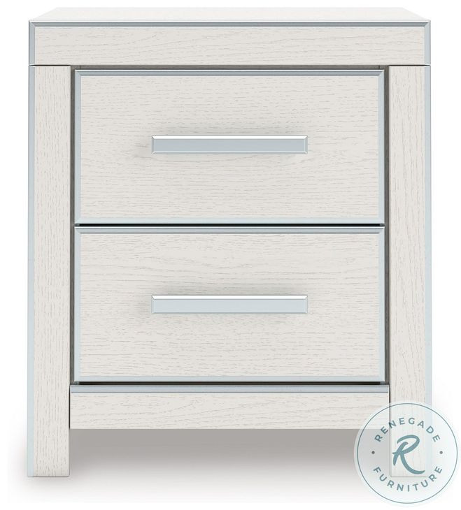 Ravalori White 2 Drawer Nightstand with USB Charging