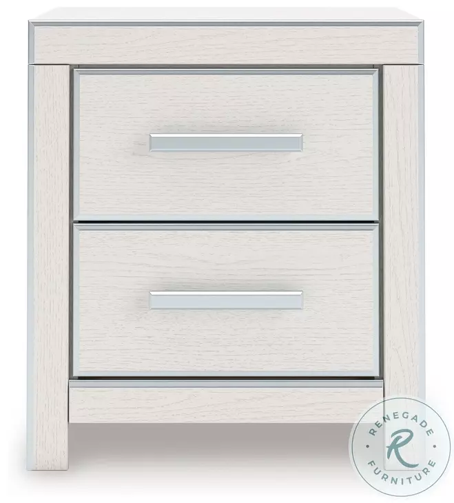 Ravalori White 2 Drawer Nightstand with USB Charging