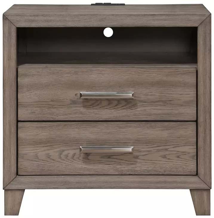 Harrisburg Walnut 2 Drawer Nightstand with USB Charging