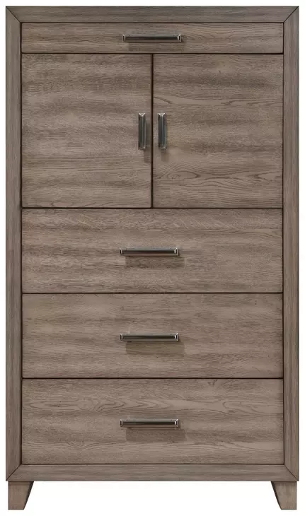 Harrisburg Walnut 4 Drawer Door Chest with LED