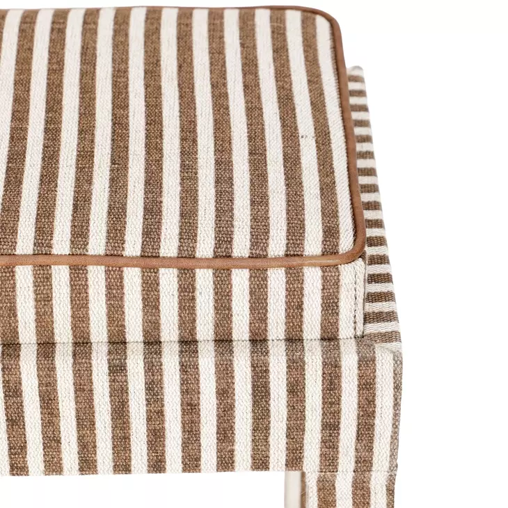 Kora Brown and White Upholstered Accent Stool