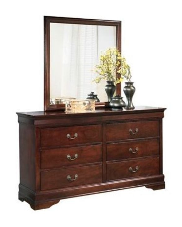 Alisdair Reddish Brown 6 Drawer Dresser and Rectangular Mirror