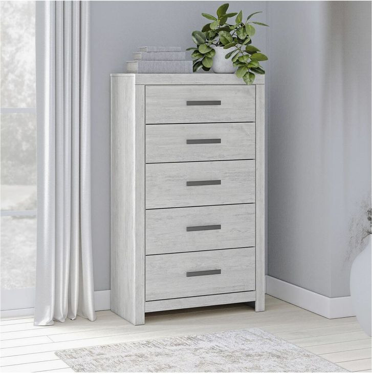 Cayboni Whitewash Five Drawer Chest