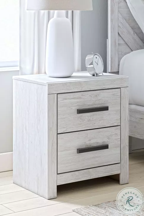 Cayboni Whitewash Two Drawer Nightstand
