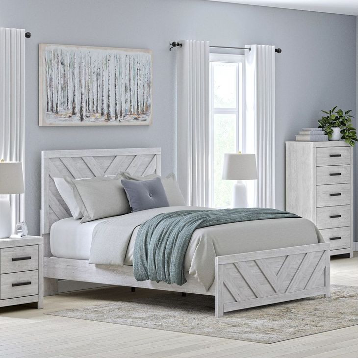 Cayboni Whitewash Queen Panel Bed