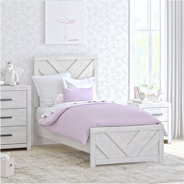 Cayboni Whitewash Twin Panel Bed