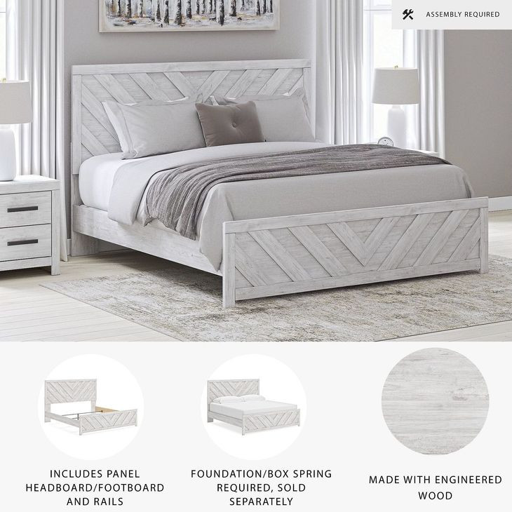 Cayboni Whitewash King Panel Bed