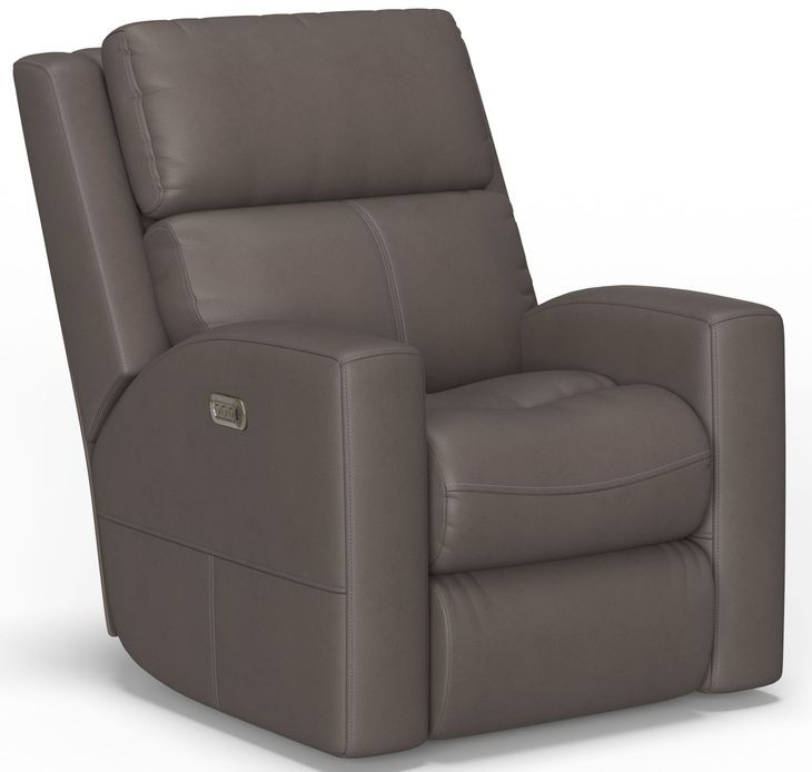 Score Dark Stone Leather Zero Gravity Power Lift Recliner with Power Lumbar and USB Charging