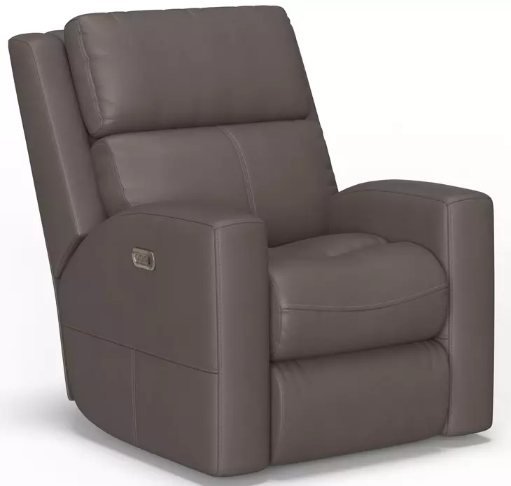 Score Dark Stone Leather Zero Gravity Power Lift Recliner with Power Lumbar and USB Charging