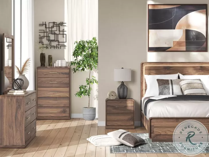 Hollinaze Walnut Brown 5 Drawer Chest