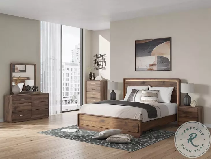 Hollinaze Walnut Brown Bedroom Mirror
