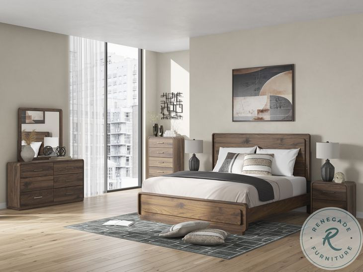Hollinaze Walnut Brown King Panel Bed