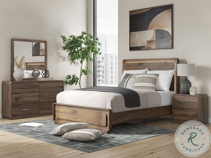 Hollinaze Walnut Brown 6 Drawer Dresser