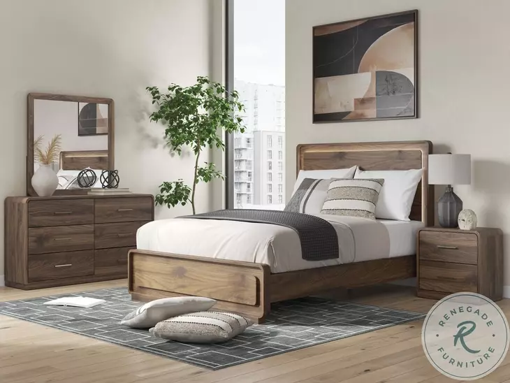 Hollinaze Walnut Brown 2 Drawer Nightstand