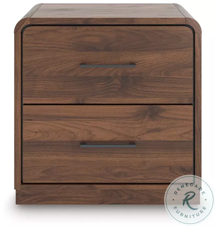 Hollinaze Walnut Brown 2 Drawer Nightstand