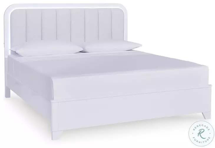Frostlyn White Queen Upholstered Panel Bed