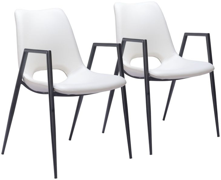 Desi White and Black Dining Chair Set of 2