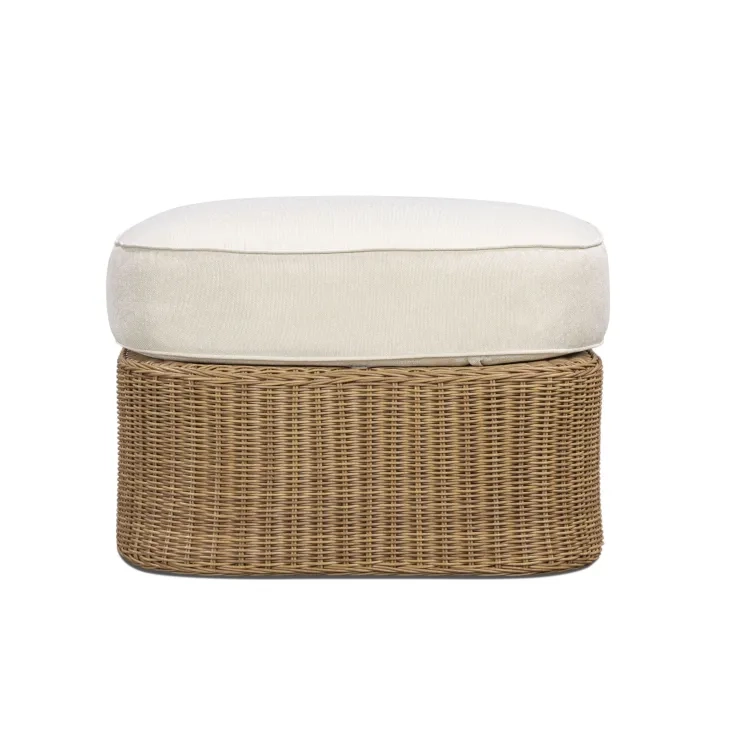 Axel Cream Performance Fabric Upholstered Outdoor Square Ottoman