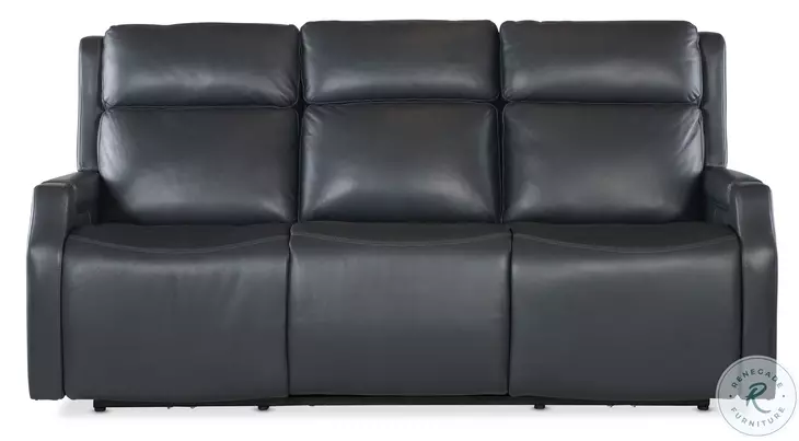 Nelson Salvo Denim Leather Zero Gravity Power Sofa with Power Headrest And Lumbar