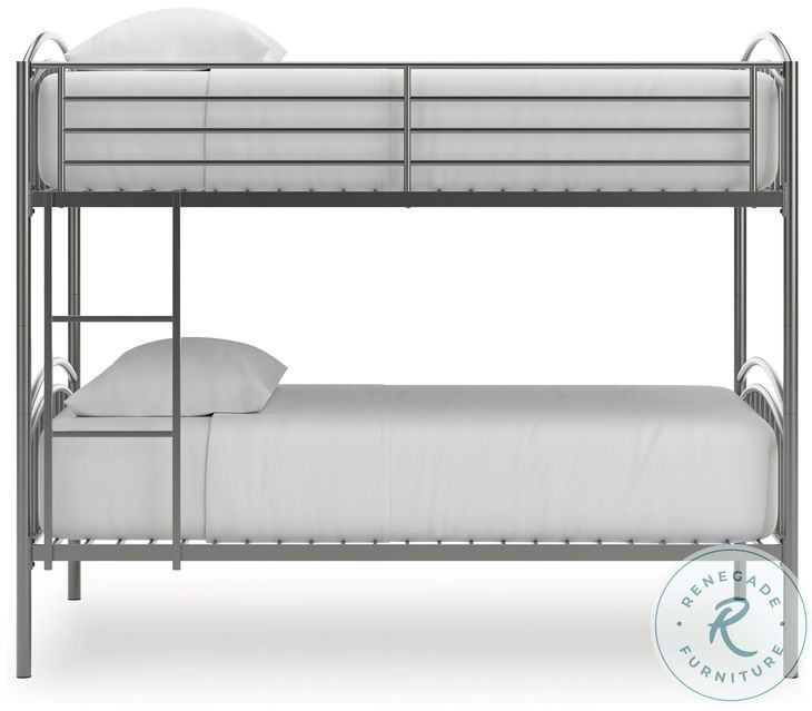 Graymound Gray Twin over Twin Bunk Bed with Ladder