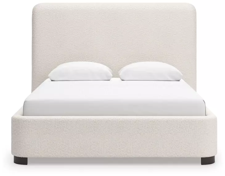 Whittgate Beige Performance Fabric Queen Upholstered Panel Bed