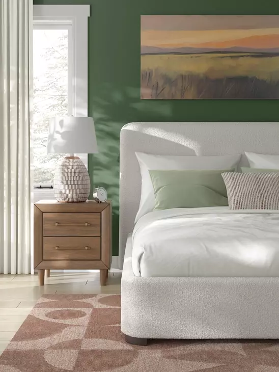 Whittgate Beige Performance Fabric Queen Upholstered Panel Bed