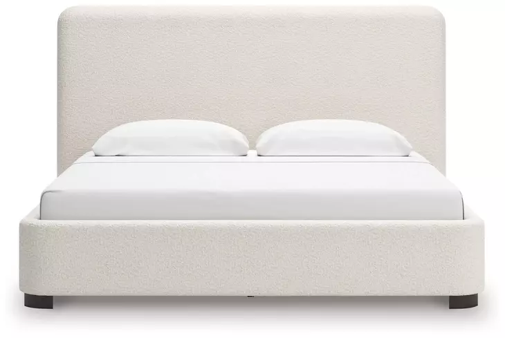 Whittgate Beige Performance Fabric King Upholstered Panel Bed