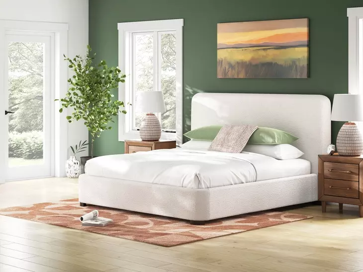 Whittgate Beige Performance Fabric King Upholstered Panel Bed