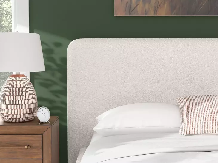 Whittgate Beige Performance Fabric California King Upholstered Panel Bed