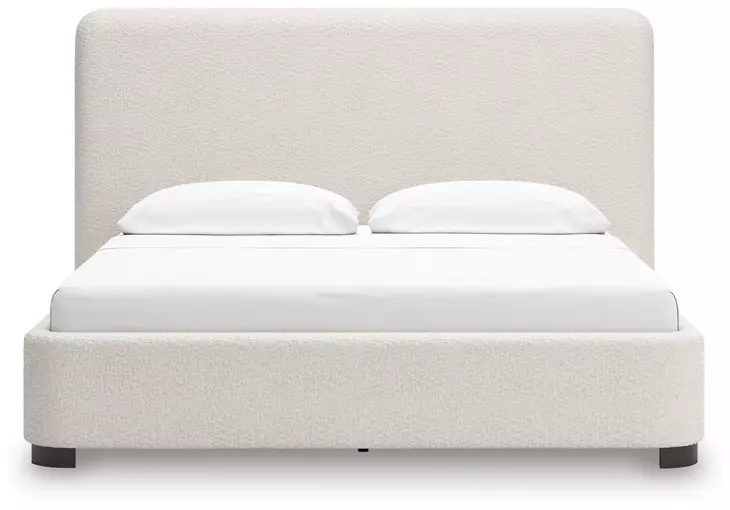 Whittgate Beige Performance Fabric California King Upholstered Panel Bed