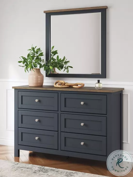 Landocken Brown And Blue Dresser with Mirror