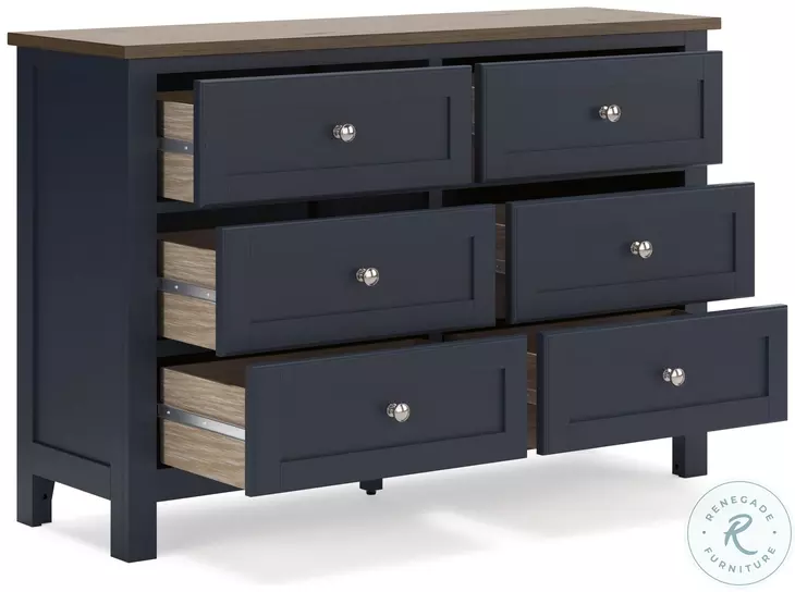 Adélie Dark Navy Landocken Brown And Blue Queen Panel Bedroom Set from Ashley