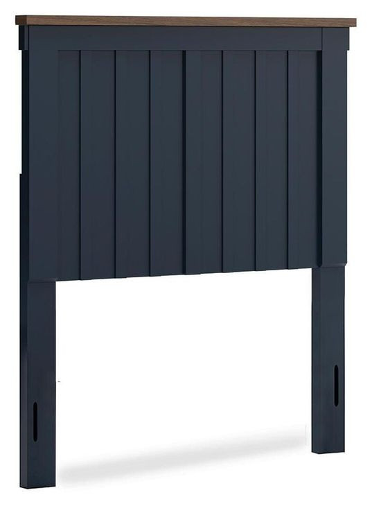 Landocken Dark Slate Blue and Light Brown Twin Panel Headboard