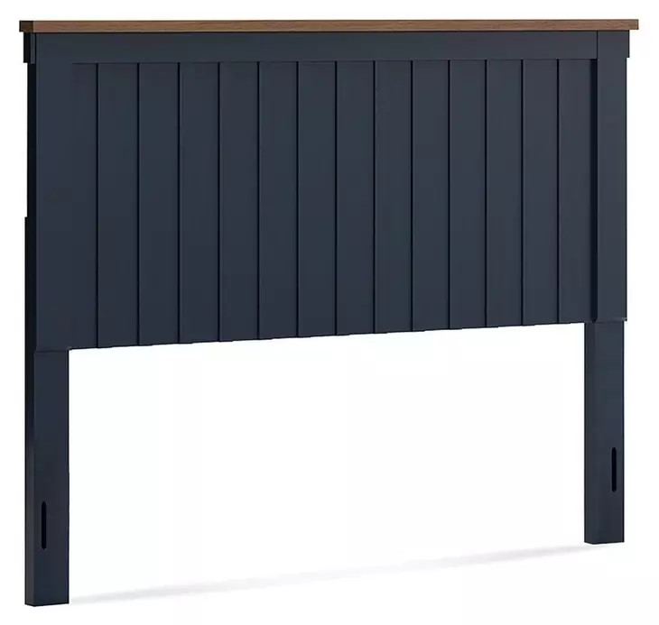 Landocken Dark Slate Blue and Light Brown Queen Panel Headboard